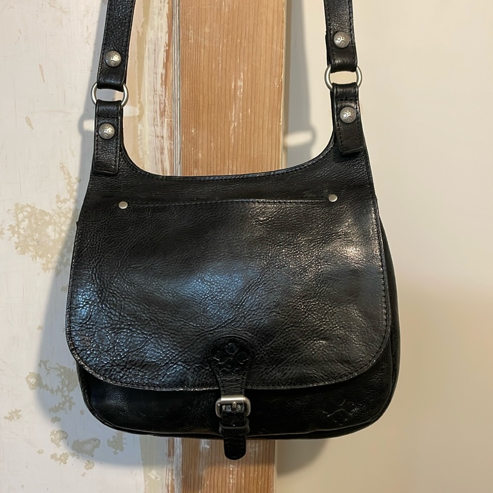 PATRICIA NASH London leather Heritage vintage saddle crossbody bag BLACK.